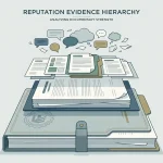 Editorial illustration of an evidence hierarchy from regulator records to user reports