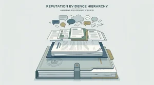 Editorial illustration of an evidence hierarchy from regulator records to user reports