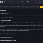 the official Vegastars KYC policy showing verification document categories